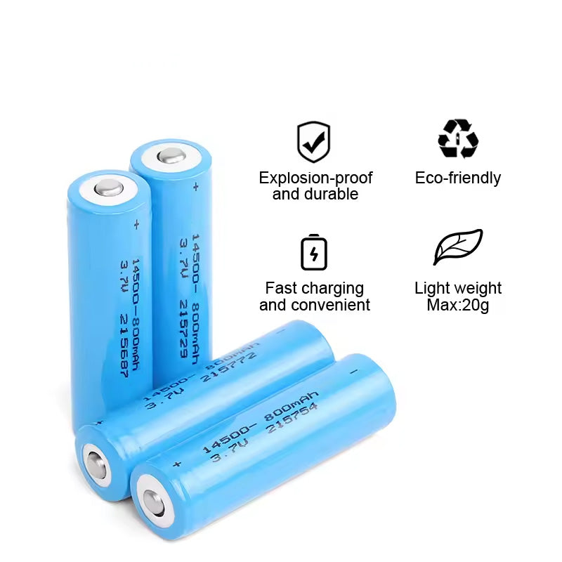 14500 Lithium Cell 3.7v 800mah 1000mah Rechargeable Battery 100Pce