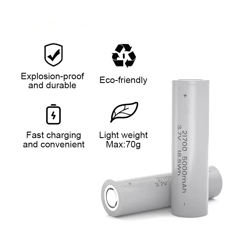 21700 5000mah 3.7V Lithium Battery Li-ion Rechargeable Cell 100Pce