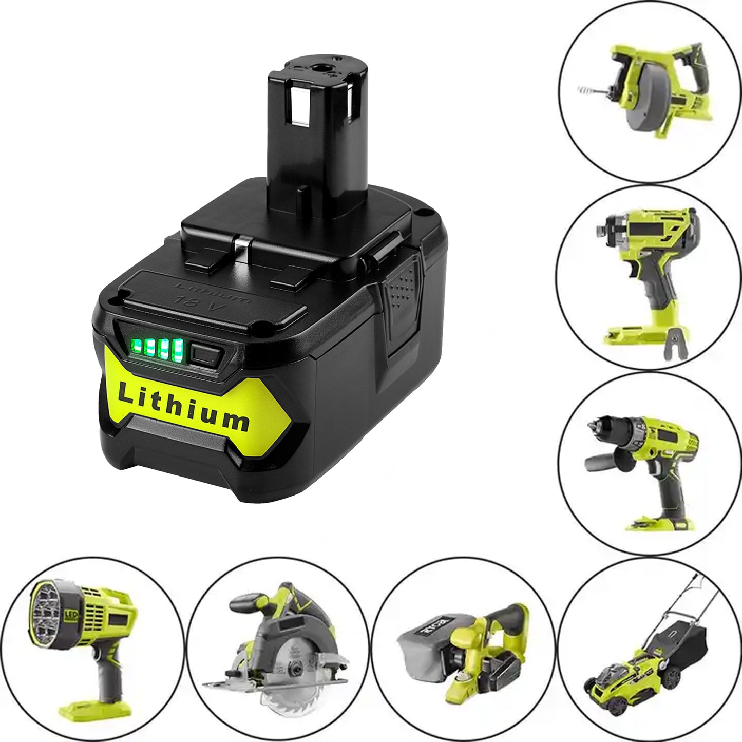 Replacement Lithium Battery for Ryobi Tool Battery 18V 4ah/5ah/6ah Power Tool Battery