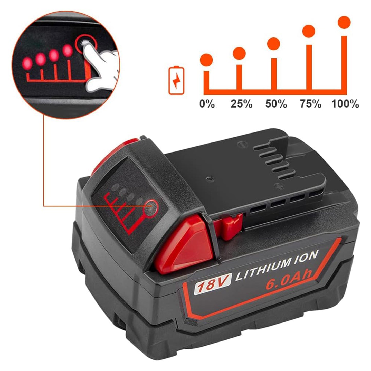 Replacement Battery for Milwaukee M18 XC Lithium Battery 18V 3ah/4ah/5ah/6ah/9ah Hand Drill Battery Power Tool Accessories