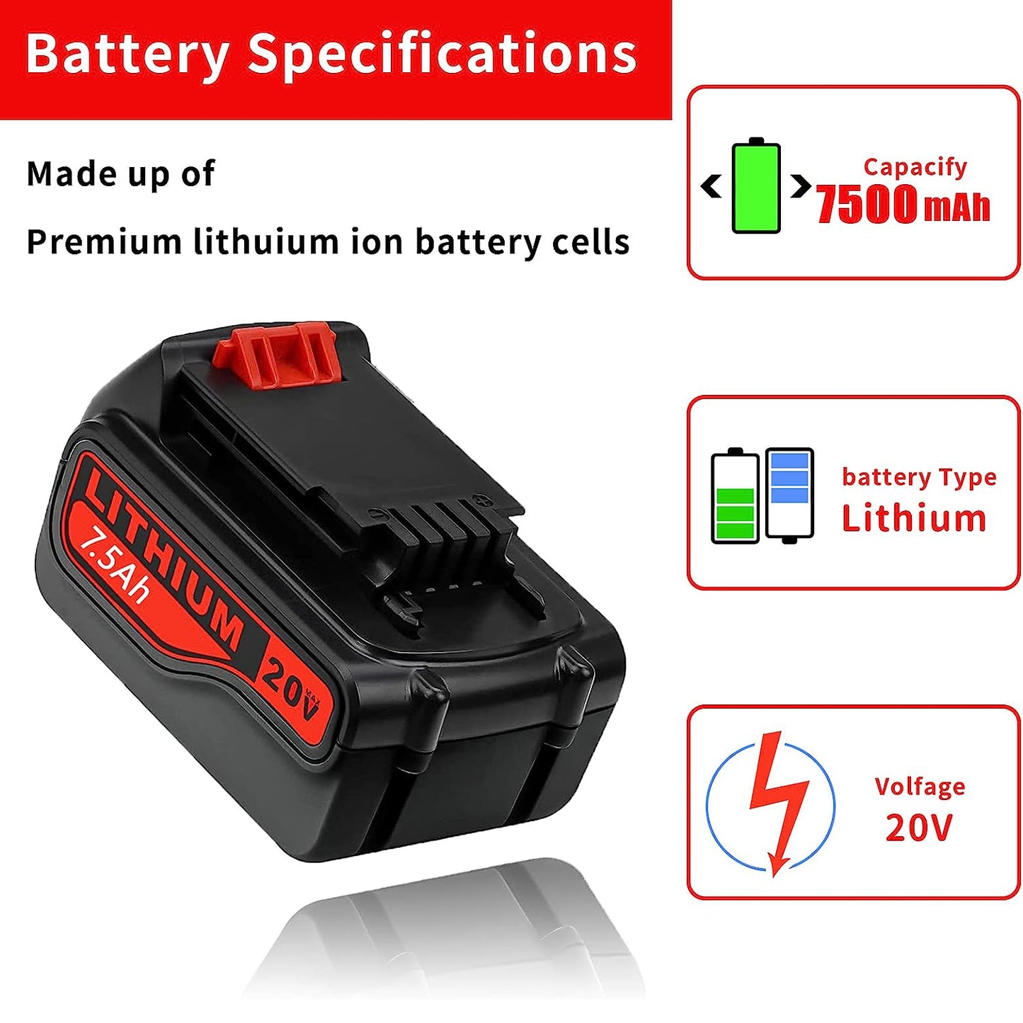 Replacement Tool Lithium Battery 18V 3ah 4ah 5ah 6ah For Black& deckers Cordless Drill